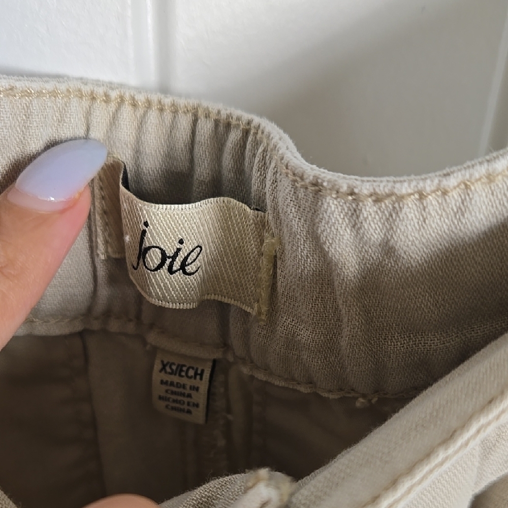 Joie Khaki Cotton Linen Pleated Shorts Women's XS Neutral Summer Classic Preppy - Picture 3 of 6